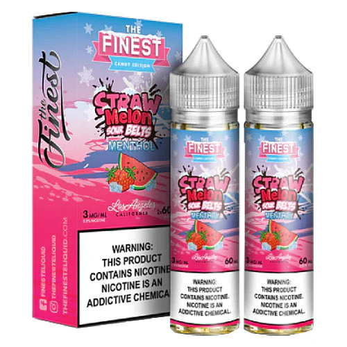 The Finest E-Liquid Synthetic - Straw Melon Sour Belts Menthol - Twin Pack